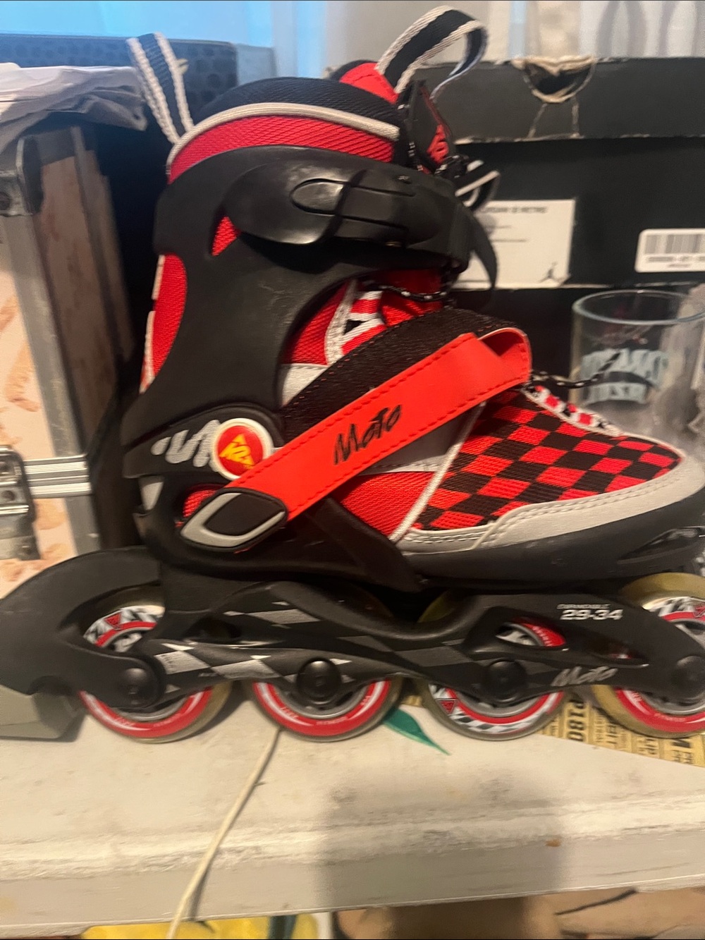 Kids Inline Skates Moto - Red and Black